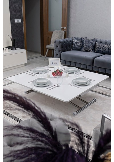 Juppo Üst Tabla Mdf Beyaz Oval Köşe Alt Krom İçe K