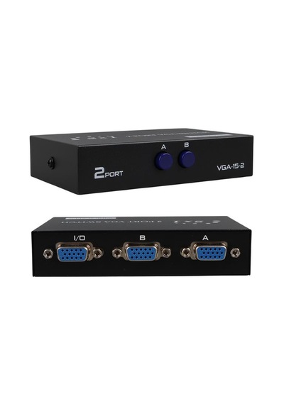 Pm-4263 2 Port Giriş 1 Çıkış Manuel Vga Splitter Toplayıcı Switch 2 Pc 1 Ekran Beyaz - Çok Renkli