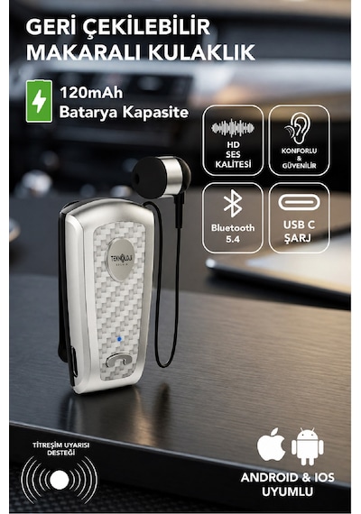 Lkb-38 Bluetooth Kulaklık V5.4, Geri Çekilebilir Makaralı, 1440 Saat Bekleme, Hd Ses, Gürültü Engelleme