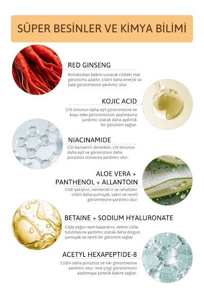 Kojic Acid, Ginseng İçeren Koyu Leke, Kararma, Görünümü Karşıtı, Ton Eşitleyici Ve Canlandırıcı Tonik Yüz Misti 170 Ml
