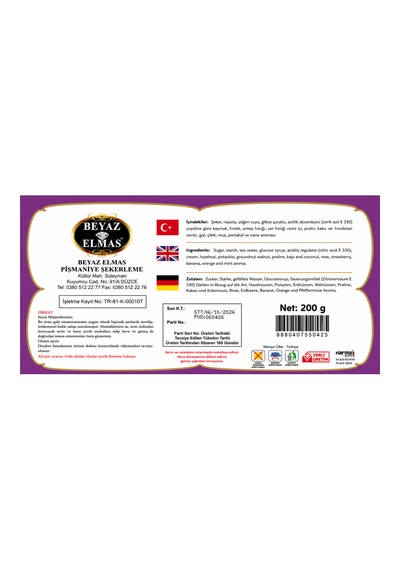 Beyaz Elmas Sultan Lokum 200 Gr - Karışık Türk Lokumu - Fındıklı Ve Antep Fıstıklı
