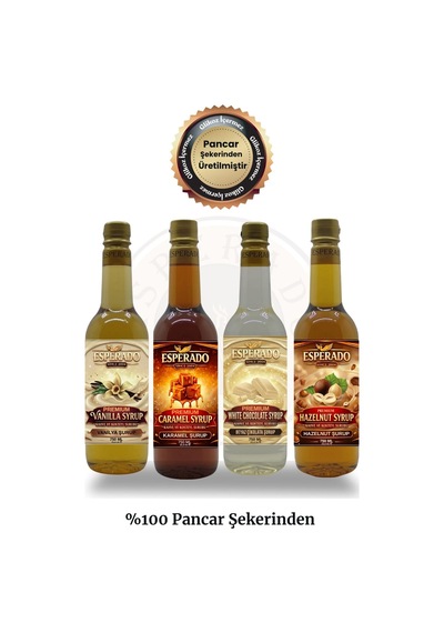 Premıum Vanilya - Karamel-beyaz Çikolata - Fındık Aromalı Kahve Şurubu 750 Ml X 4 Adet Diğer