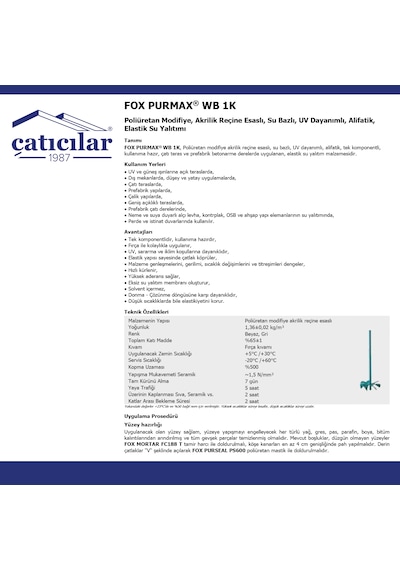 Sürülerek Uygulanan Su Yalıtım Malzemesi / Fox Purmax Wb1k