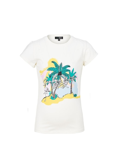 Brz Kids Palmiye Baskılı Kız Çocuk T-shirt-ekru Ekru