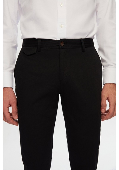 Twn Slim Fit Siyah Armürlü Chino Pantolon 6ecc3s208232m 001