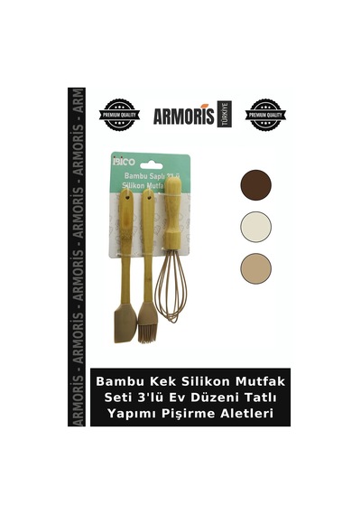 Bambu Kek Silikon Mutfak Seti 3'lü Ev Düzeni Tatlı Yapımı Pişirme Aletleri Diğer