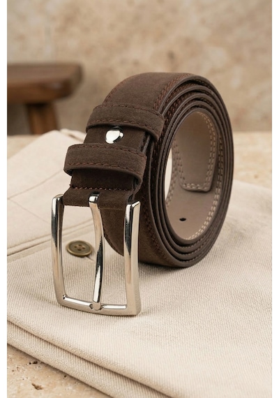 Tudors Erkek 3,5 Cm Klasik Kahverengi Kemer-22892