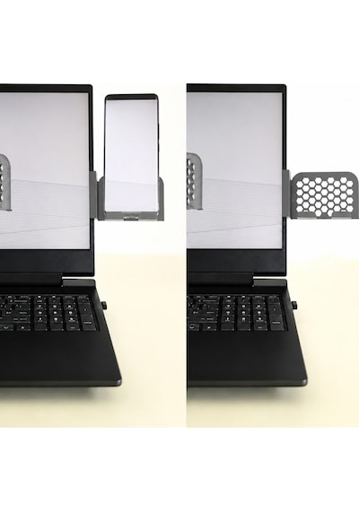 3d Baskı Monitor Telefon Tutucu - Petek Desenli Laptop Kenar Telefon Tutucu-gri Diğer