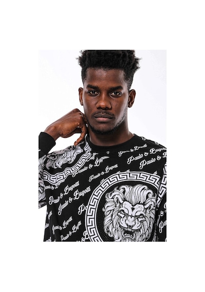 Wessi Siyah Taşlı Baskılı Ve Desenli Sweatshirt Siyah