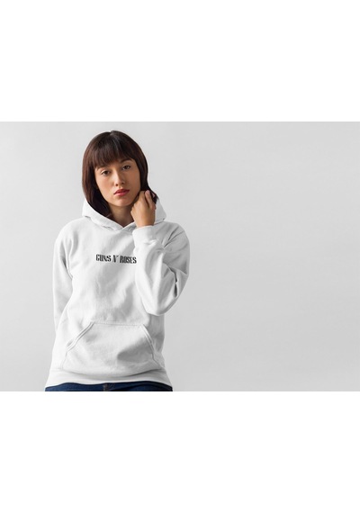 Macklin Unisex Kadın Erkek Guns N Roses Ön Arka Baskılı Özel Tasarım Baskılı Kapşonlu Sweatshirt Beyaz Mck1515 Beyaz