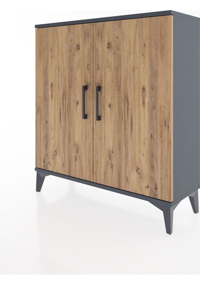 Arges Şifonyer 2 Raflı 2 Kapaklı 88x30x96 Antrasit-çam Antrasit