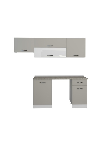 Decoraktiv Elite 220 Mdf Hazır Mutfak Dolabı - Tezgah Dahil - Kumtaşı Kum Beji
