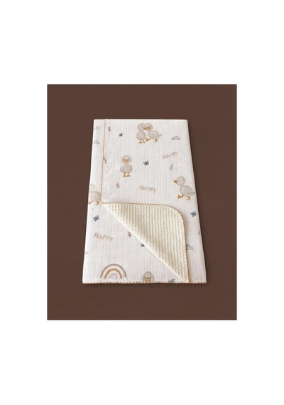 %100 Pamuk Bebek Battaniyesi Pikeli 100x100 Bej