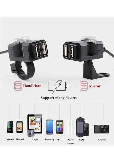 Motosiklet 2'Li Usb Sarj Aleti Hızlı Şarj Kolay Montaj Sigortalı