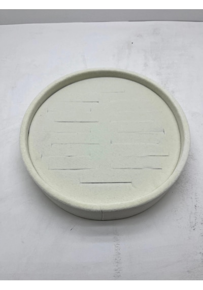 Süet Kumaş Krem Renk 20x20 Cm Yuvarlak Batırmalı Bileklik Kelepçe Tablası Krem