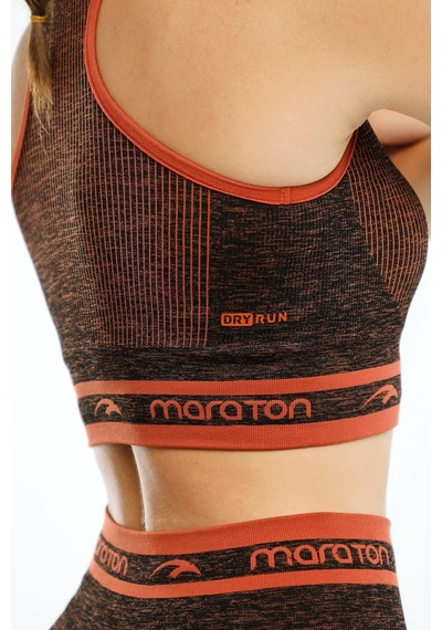 Maraton Active Slimfit Kadın Bisiklet Yaka Kolsuz Basic Kiremit Bra 813076-Kiremit