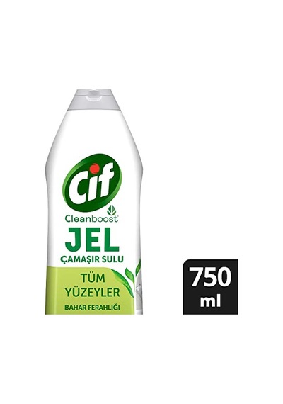 Cif Jel Yüzey Temizleyici Cleanboost Tüm Yüzeyler İçin Leke Çıkarıcı Çamaşır Sulu Bahar Ferahlığı 750 Ml