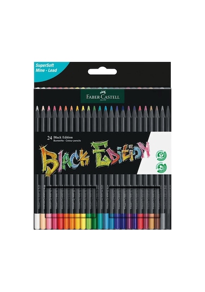 Faber Castell Black Edition 24 Renk Kuru Boya Ve Creative Studio 24'lü Yağlı Pastel İkisi Birarada Set Çok Renkli