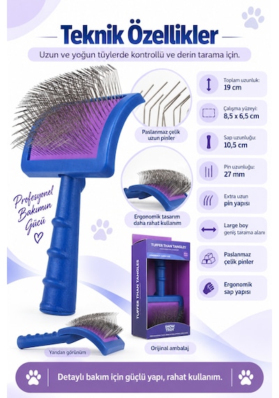 Showtech Tuffer Than Tangles Ekstra Uzun Kedi & Köpek Tarama Fırçası Large