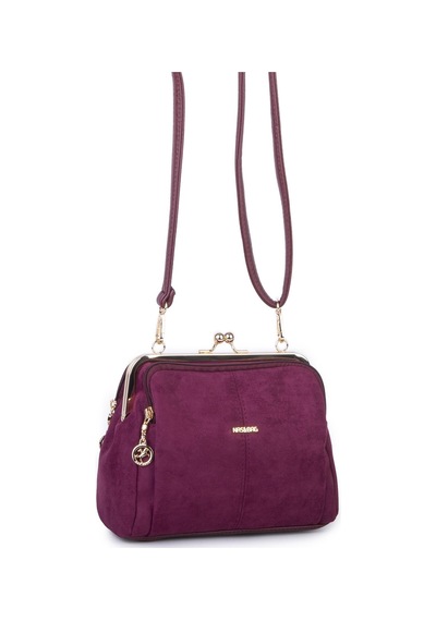 Nas Bag Burslu Klipsli Vintage Omuz Ve Çapraz Çanta 23x20 Cm Ebatlarındadır Bordo Süet
