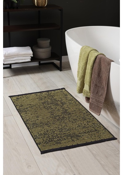 Rothi Pamuklu Kaymaz Taban Yeşil Banyo Paspası 60x100 Yıkanabilir Modern Şönil