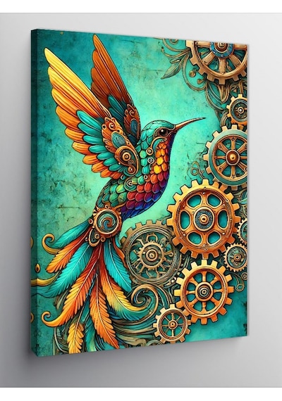 Kanvas Tablo Mekanik Kuş Ve Sanat Çarkları 50cmx70cm