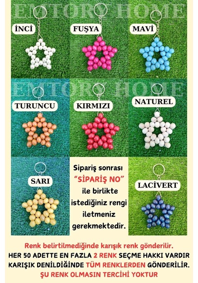 50 Adet Uzun Zincirli Yıldız Anahtarlık - Hediyelik Anahtarlık -