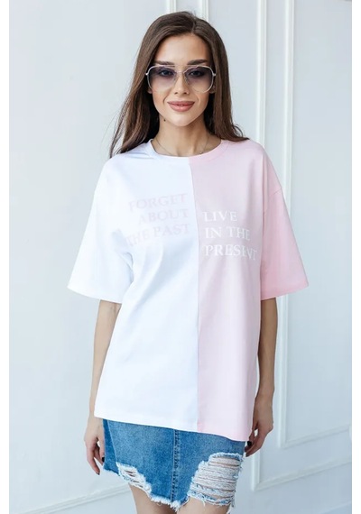 Unisex Forget Live Baskılı Oversize Tshirt Pembe