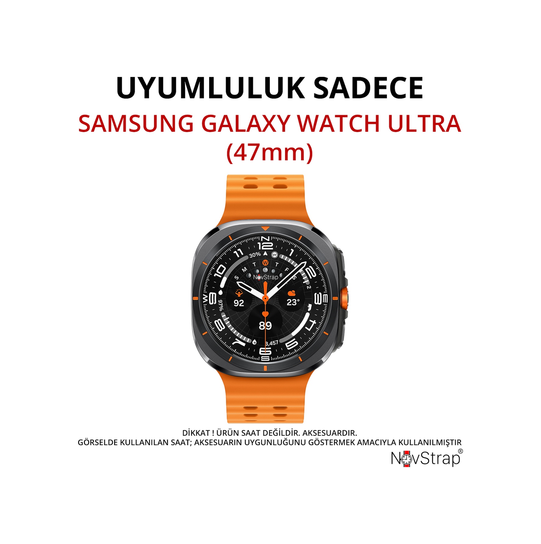 Novstrap Samsung Galaxy Watch 7 Ultra 47mm İle Uyumlu Ekran Koruyucu Temperli Cam Uygulama Aparatlı