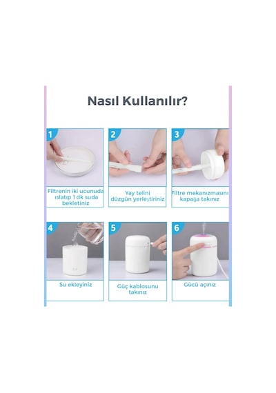 Ortam Nemlendirici Bataryalı Şarjlı H2o Araç İçi Ev Ofis Rgb Renkli Işıklı Buhar Makinası