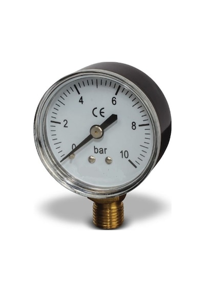 Manometre 10Bar-1 4 Dıştan Dişli-Alttan Bağlantı-Çap 50Mm