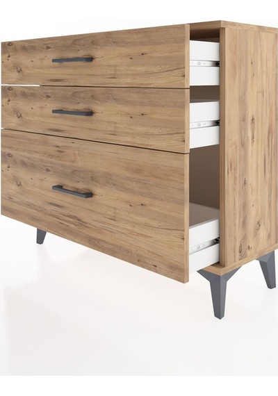 Arges Şifonyer 3 Çekmeceli 88x30x80 Çam-çam Çam