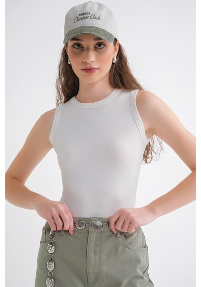 Mixray 2012 Kadın Slim Fit Basic Atlet Beyaz