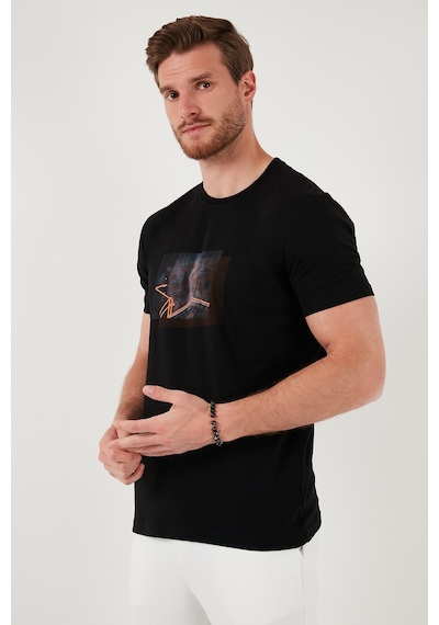 Buratti Pamuklu Slim Fit Bisiklet Yaka Erkek T Shirt 646R8120 Siyah