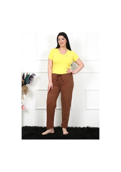 Mtm My The Mall Kadın Pamuklu Büyük Beden Alt Pijama Kahve Kahve