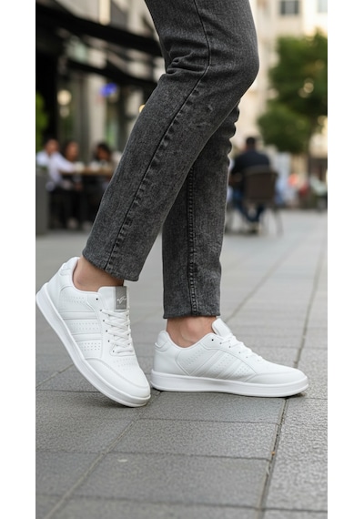 Fore Sport Erkek Günlük Yürüyüş Spor Ayakkabı Suni Deri, Hafif, Rahat, Darbe Emici Sneaker Beyaz