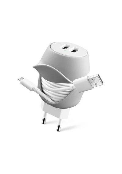 Cellular Line Twister Charger Dual 10w 2.1a Seyahat Şarj Aleti Beyaz