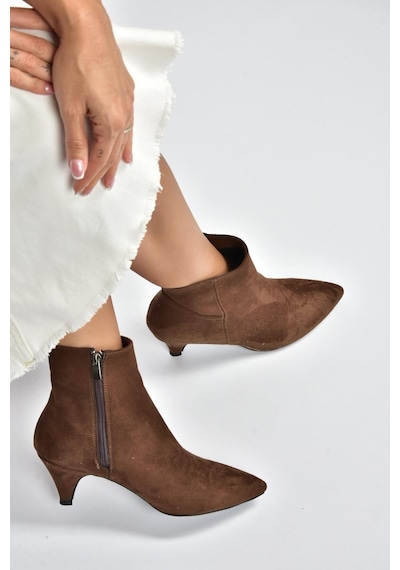 Fox Shoes R404710002 Kahverengi Süet Alçak Topuklu Kadın Bot Kahverengi-süet