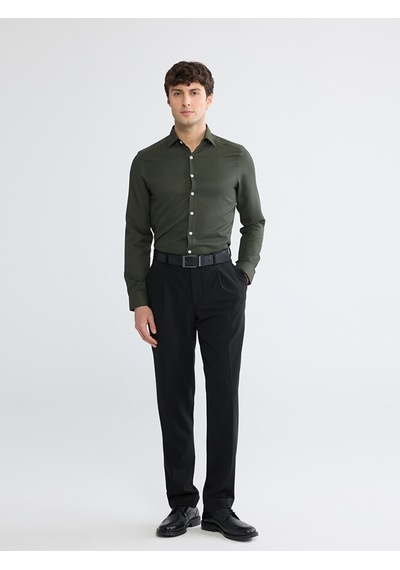 Lcw Busıness Haki Slim Fit Armürlü Erkek Gömlek