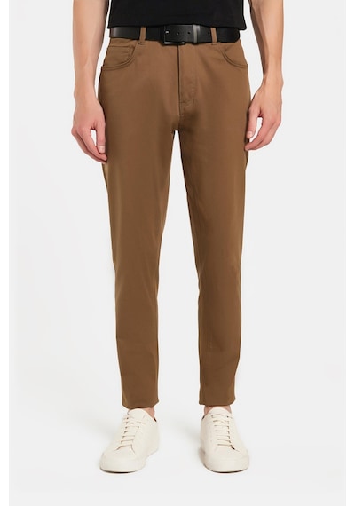 Tudors Erkek Regular Fit Rahat Kesim Mevsimlik Kanvas Kahverengi Pantolon-34477 Kahverengi