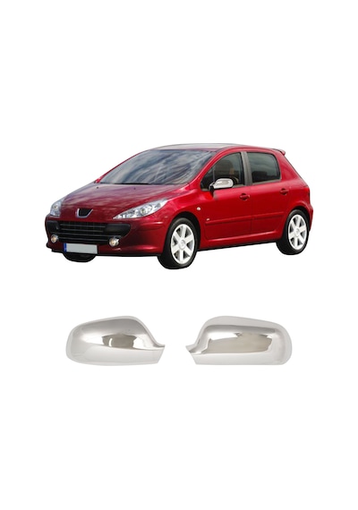 Peugeot 307 Uyumlu 2001-2008 Krom Ayna Kapağı 2 Parça Paslanmaz  Çelik
