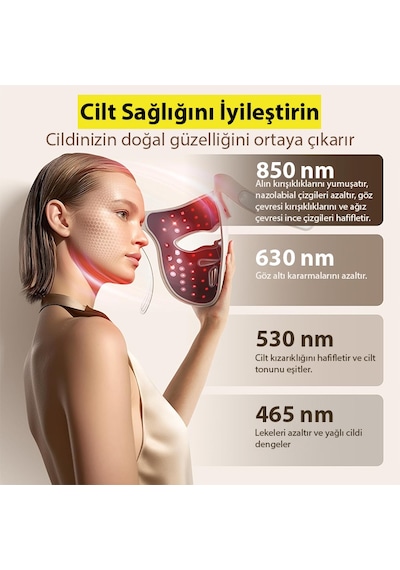 Ezere Yüz İçin Şarjlı 9 Modlu Kızılötesi & Kırmızı Işık Terapisi Maskesi 480 Boncuklu Led Cilt Bakım Masajı, Ev Tipi Işık Terapisi Krem