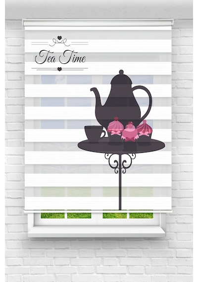 Perdecizade Enxboy Tea Time Dijital Baskılı Zebra Perde-cocuk Odası-stor Perde Renkli