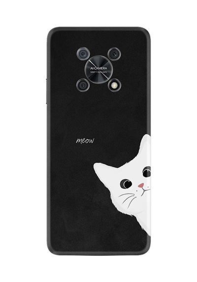 Huawei Nova Y90 Kılıf Resimli Desenli Silikon Platinium Series Çılgın Kedi 1895