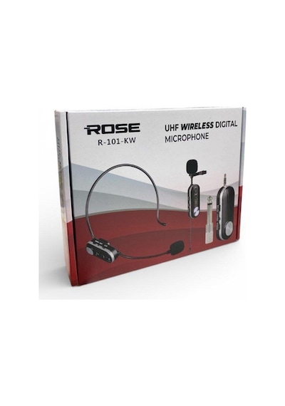 Rose R-101-kw Şarjlı Uhf Telsiz Kablosuz Headset Mikrofonu
