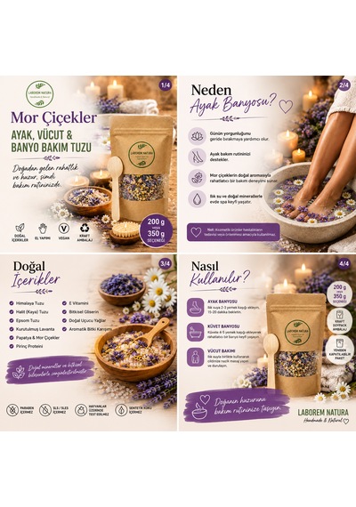 Laborem Natura Mor Çiçekler Çok Amaçlı Banyo, Ayak Ve Vücut Tuzu Mineralli Rahatlatıcı Bakım Tuzu 200 Gr