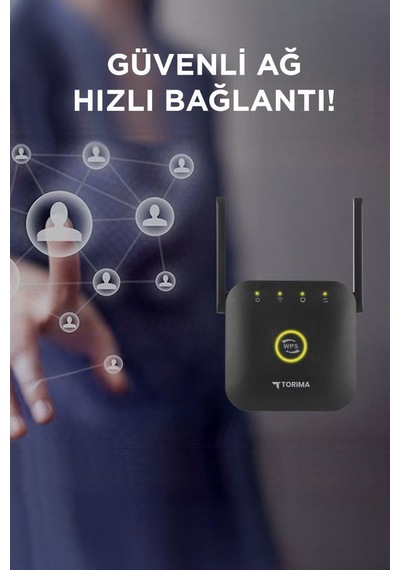 Torima WR-25 300Mbps Wifi Sinyal Yakınlaştırıcı Güçlendirici Router Siyah