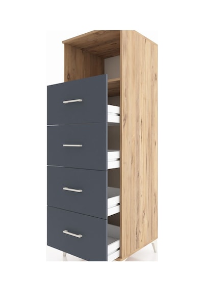 Kronos Dolap Tek Raflı 4 Çekmeceli 60x59x182 Çam-antrasit Atlas Çam
