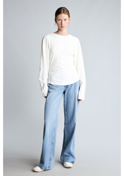 Defacto %100 Pamuk Dikiş Detaylı Slim Fit Bisiklet Yaka Uzun Kollu Basic Tişört I8183ax26auer105 Ekru-er105
