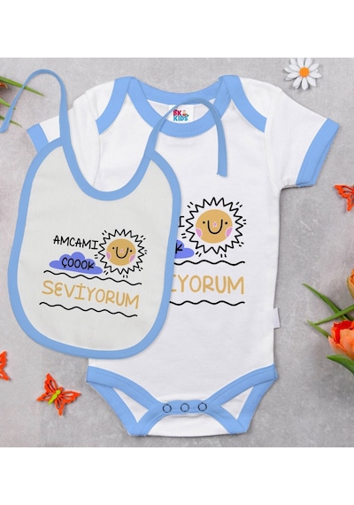 Bk Kids Amcamı Çok Seviyorum Tasarımlı Mavi Bebek Body Zıbın Ve M Çok Renkli